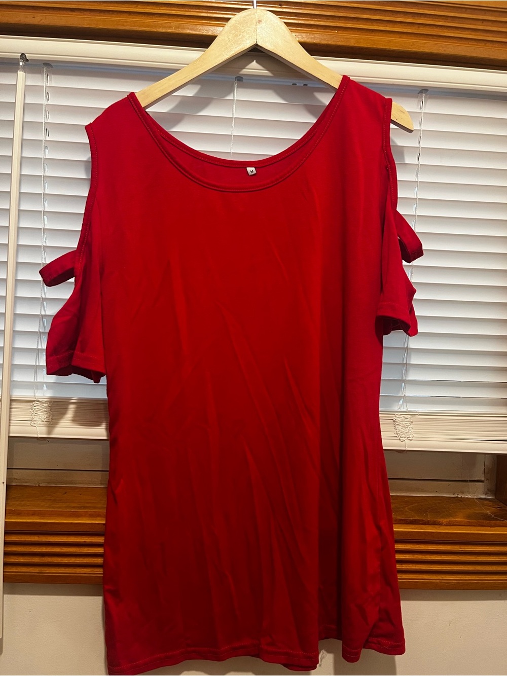 Red Cold-Shoulder Women's Top - Classic Casual